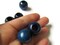 6 21mm x 19mm Round Blue Vintage Wood Beads - Large Hole Beads